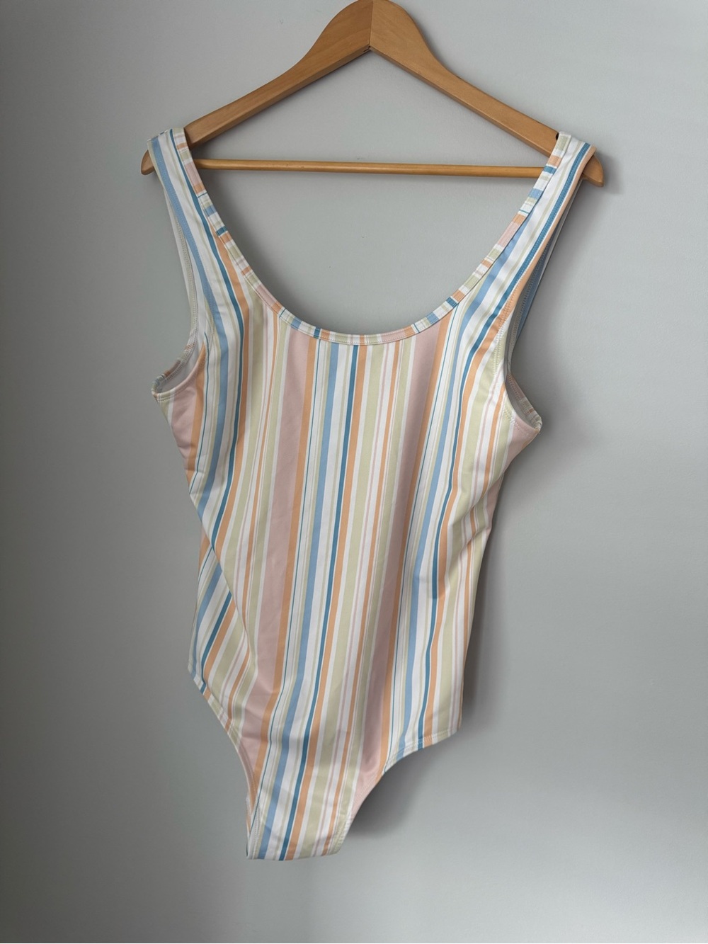 Imagine Perry Pastel Stripe Scoop-Back One-Piece Swimsuit - Women's Large NWT